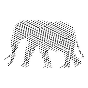 Abstract Striped Elephant Silhouette Vector Illustration Stock Illustration