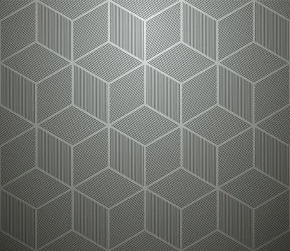 Abstract striped geometric ornamental pattern. Monochrome cube gradient backg Stock Illustration