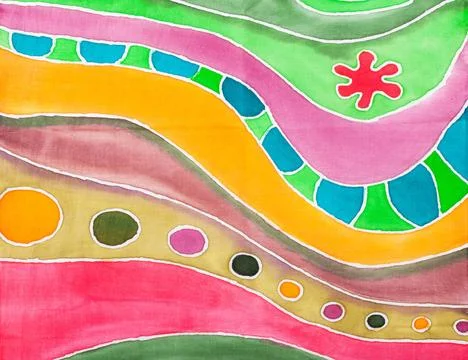 Abstract striped geometric pattern on silk batik textile background - abst... Foto stock