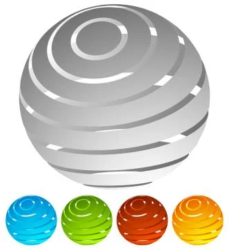 Abstract striped globe in perspective. 5 colors included. Stock Illustration