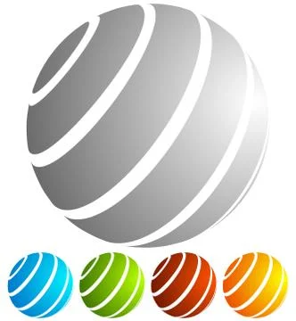 Abstract striped globe in perspective. 5 colors included. Stock Illustration
