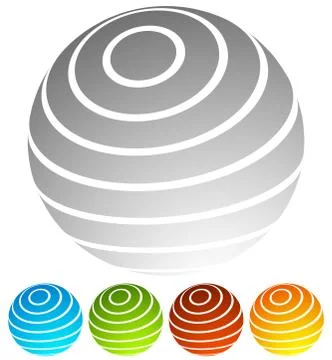 Abstract striped globe in perspective. 5 colors included. Stock Illustration
