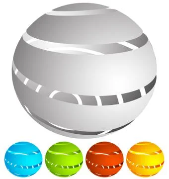 Abstract striped globe in perspective. 5 colors included. Stock Illustration