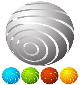 Abstract striped globe in perspective. 5 colors included. Stock Illustration