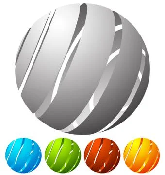 Abstract striped globe in perspective. 5 colors included. Stock Illustration