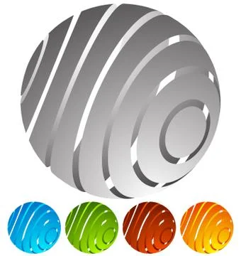 Abstract striped globe in perspective. 5 colors included. Stock Illustration