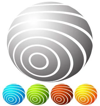 Abstract striped globe in perspective. 5 colors included. Stock Illustration
