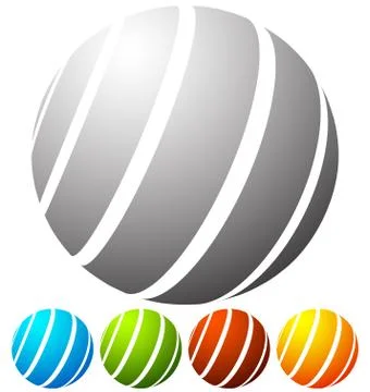 Abstract striped globe in perspective. 5 colors included. Stock Illustration