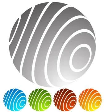 Abstract striped globe in perspective. 5 colors included. Stock Illustration