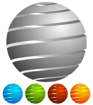 Abstract striped globe in perspective. 5 colors included. Stock-Illustration