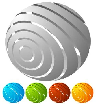 Abstract striped globe in perspective. 5 colors included. Stock Illustration
