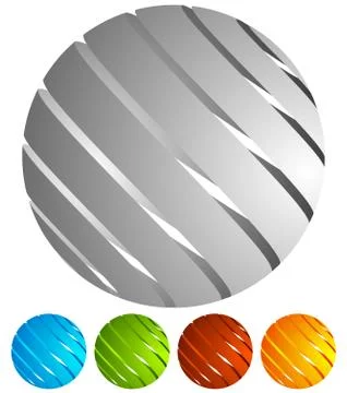 Abstract striped globe in perspective. 5 colors included. Stock Illustration