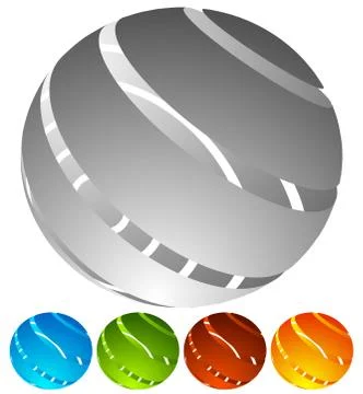 Abstract striped globe in perspective. 5 colors included. Stock Illustration