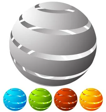 Abstract striped globe in perspective. 5 colors included. Stock Illustration