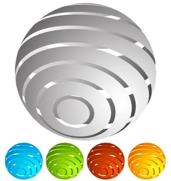 Abstract striped globe in perspective. 5 colors included. Stock Illustration