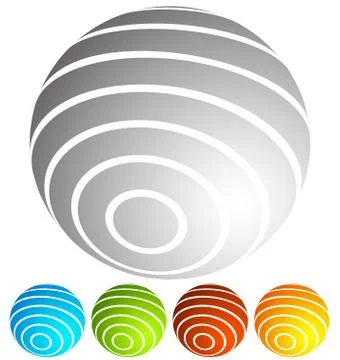 Abstract striped globe in perspective. 5 colors included. Stock Illustration