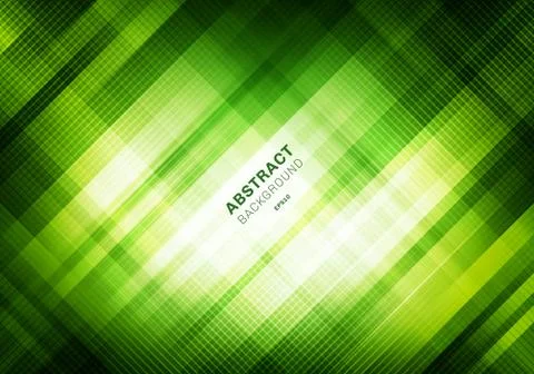 Abstract striped green grid pattern with lighting on dark background. Geometr Stock Illustration
