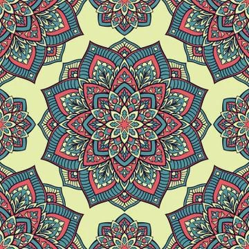 Abstract striped pattern of mandalas. Stock Illustration