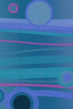Abstract striped pattern with neon blue and purple circles, geometric shape.. Illustrazione stock