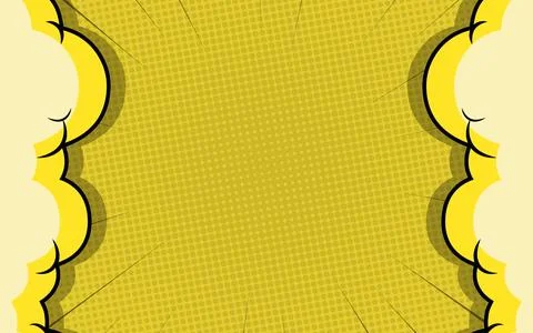 Abstract striped retro comic background with halftone clouds and dots. Illustrazione stock