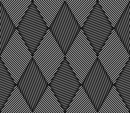 Abstract Striped Rhombuses Geometric Vector Seamless Pattern Stock Illustration
