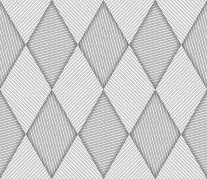 Abstract Striped Rhombuses Geometric Vector Seamless Pattern Stock Illustration