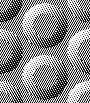 Abstract Striped Rings Geometric Vector Seamless Pattern Stock Illustration