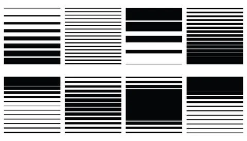 Abstract striped seamless halftone patterns or borders set. Black pop art gra Stock Illustration