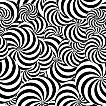 Abstract Striped Seamless Pattern Background. Spiral Vortex Phenomenon. Black Illustrazione stock