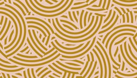 Abstract striped seamless pattern of overlapping mustard yellow curved line.. Stock Illustration