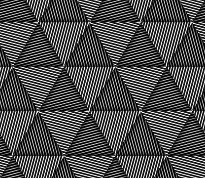 Abstract Striped Triangles Geometric Vector Seamless Pattern Stock Illustration