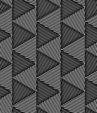 Abstract Striped Triangles Geometric Vector Seamless Pattern Stock Illustration