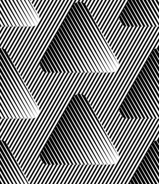 Abstract Striped Triangles Geometric Vector Seamless Pattern Illustrazione stock