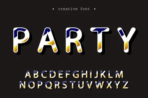Abstract striped typography symbol, vector set, latin typescript alphabet col Stock Illustration