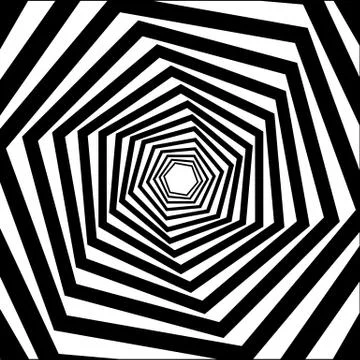 Abstract striped warped hexagonal optical illusion  Stock Illustration