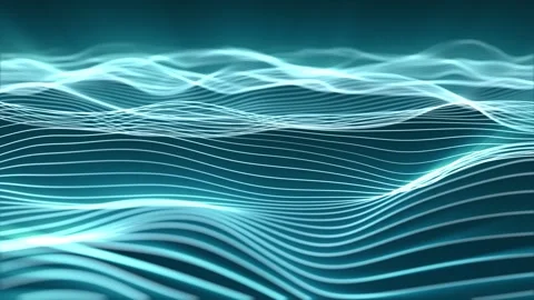 Abstract striped waves made of smoothly floating light blue lines Stock Footage 274793951