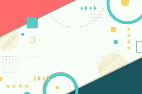 Abstract stripes background with memphis elements. Illustrazione stock