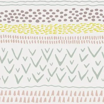 Abstract stripes horizontal seamless pattern. Hand drawn shapes. Stock Illustration