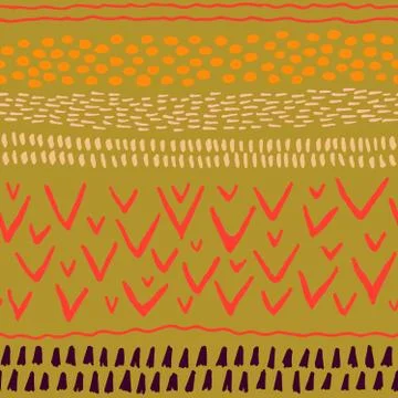 Abstract stripes horizontal seamless pattern. Hand drawn shapes. Illustrazione stock