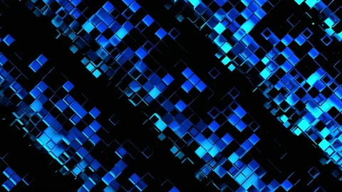 Abstract strips of square mosaic cells on black background Stock Footage 156769144