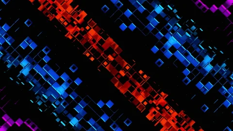 Abstract strips of square mosaic cells on black background Stockbeeldmateriaal 156769869