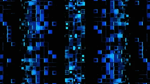 Abstract strips of square mosaic cells on black background Stock Footage 156770036