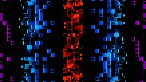Abstract strips of square mosaic cells on black background Stock Footage 156770102