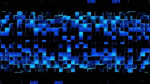 Abstract strips of square mosaic cells on black background Stock Footage 156770285