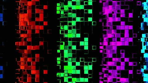 Abstract strips of square mosaic cells on black background Vídeo Stock 156770543