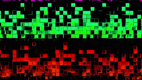 Abstract strips of square mosaic cells on black background Stock Footage 156770730