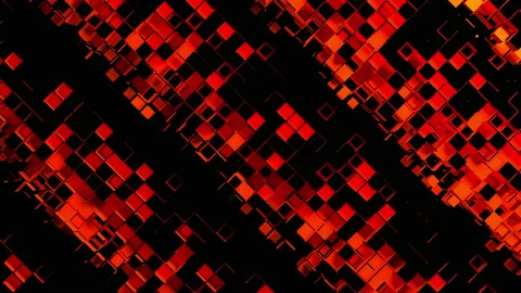 Abstract strips of square mosaic cells on black background Stock Footage 198240917