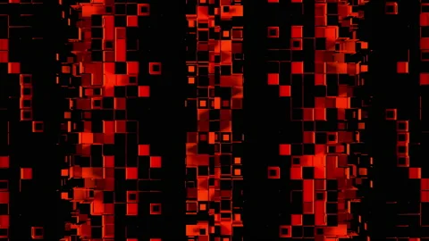 Abstract strips of square mosaic cells on black background Stock Footage 198241903