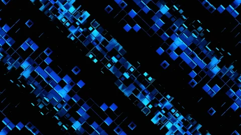 Abstract strips of square mosaic cells on black background Stock Footage 198507660