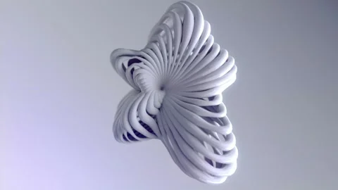 Abstract structure of curved tubes rotates smoothly against a purple gradient Vídeo Stock 331504003